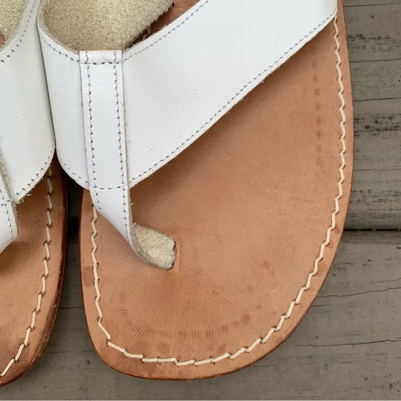 Capri Sandals white leather thong flip flops sandals made in Capri Italy size 9 - Picture 4 of 12